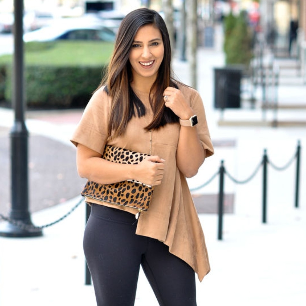 Asymmetrical Hem Faux Suede Top